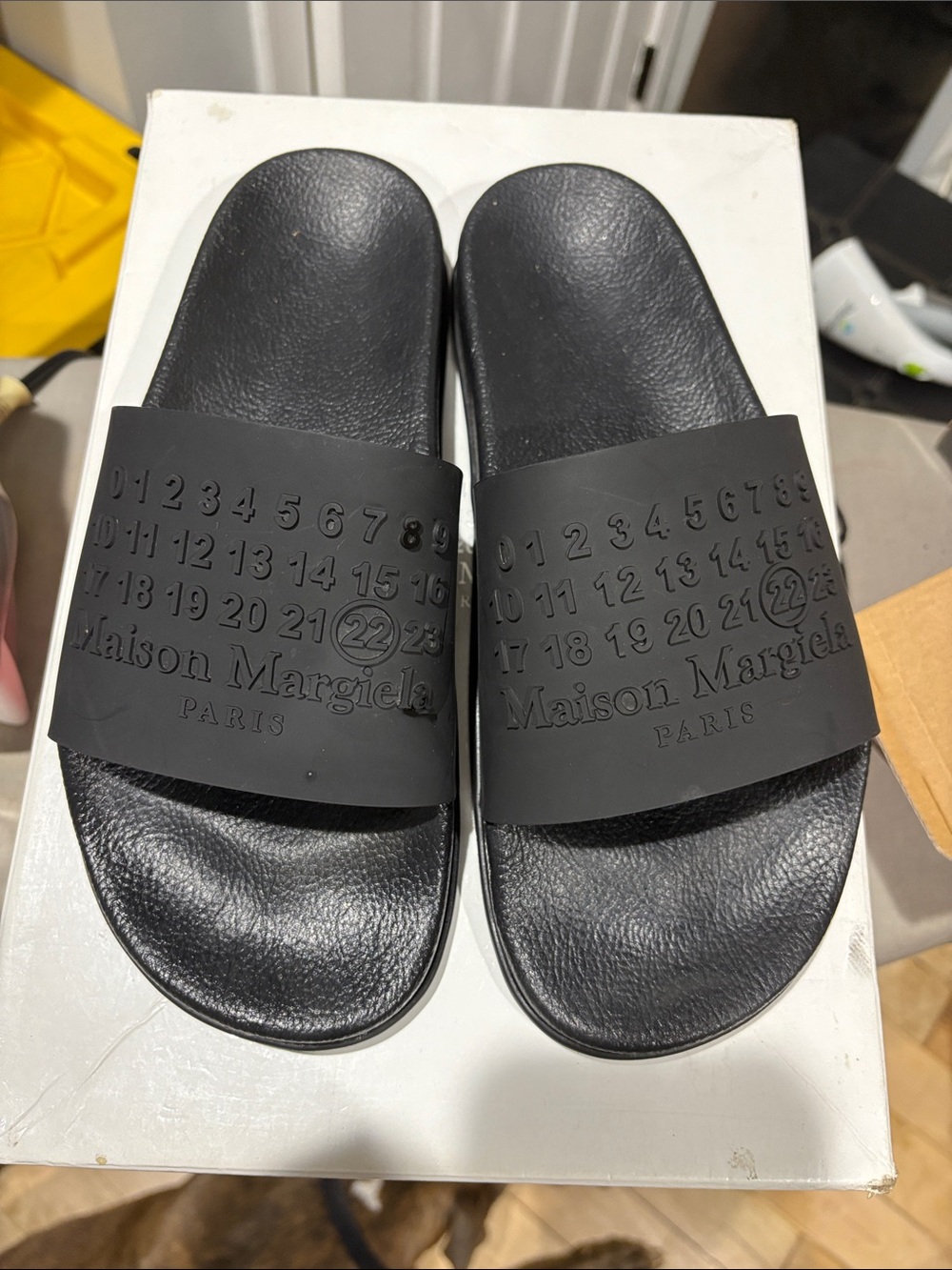 Maison Martin Margiela Black Logo Slide Sandals